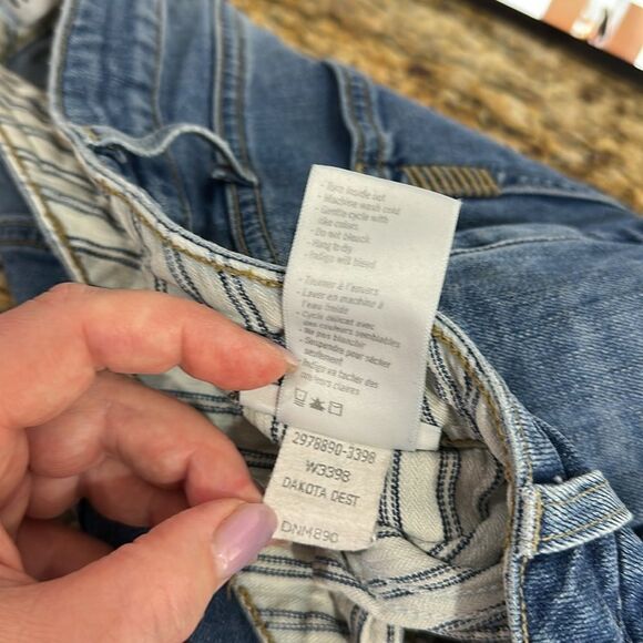 Paige Carter Slim Mid Rise Distressed Cotton Blend Blue Jeans Size 30 - Picture 8 of 11